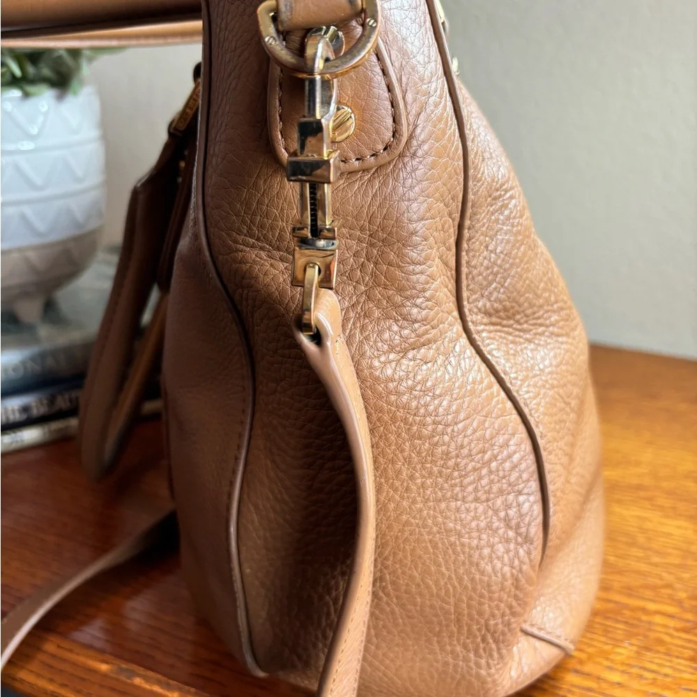 Tory Burch Tan Leather Hobo with Logo Medallion